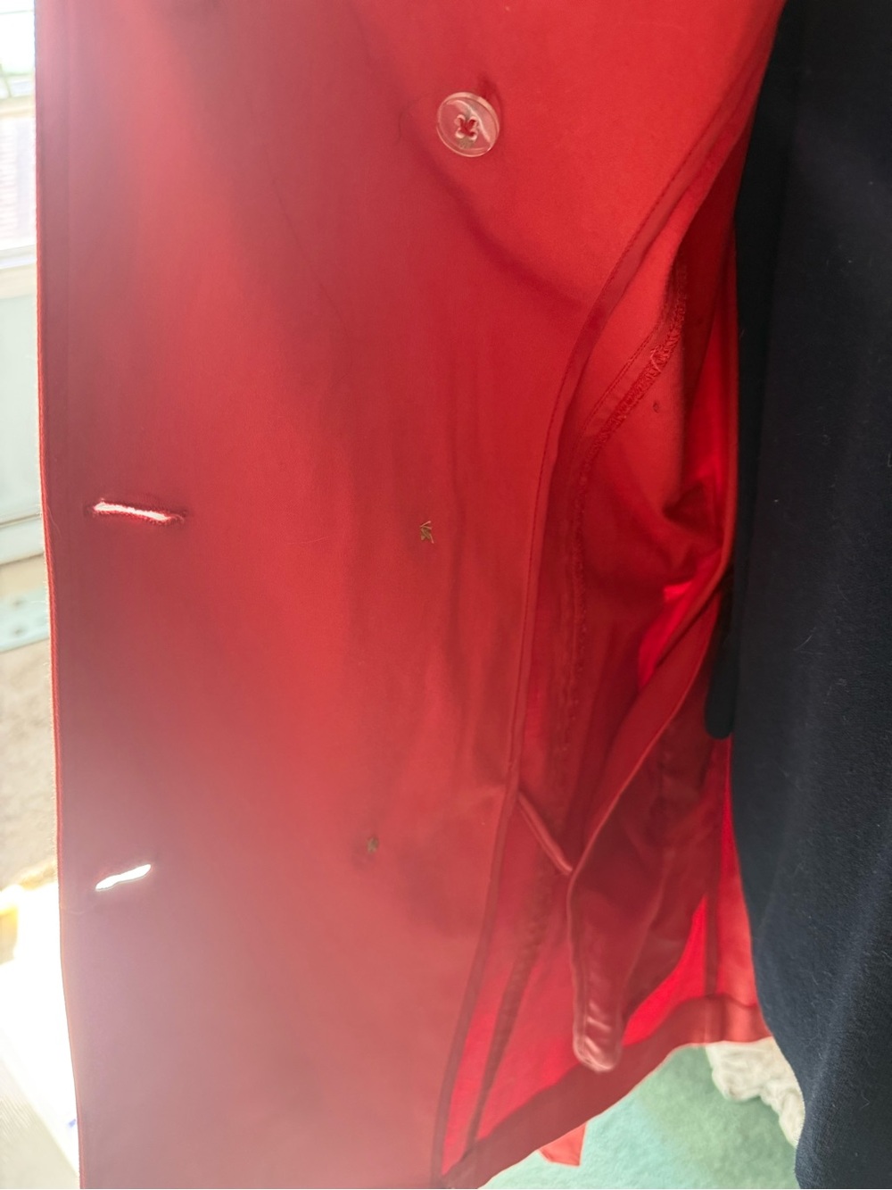 Daisy Fuentes Coral Red Double-Breasted Women's Trench Coat - Picture 4 of 5